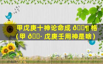 甲戊庚十神论命成 🐶 格（甲 🌷 戊庚壬用神是啥）